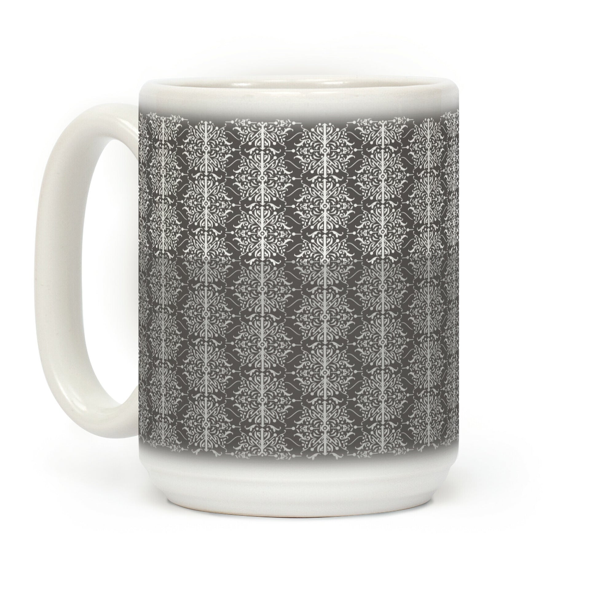Gray and White Medieval Ombre Pattern Coffee Mug