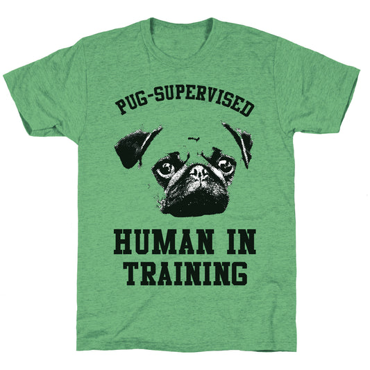 Pug Supervised Human in Training Unisex Triblend Tee