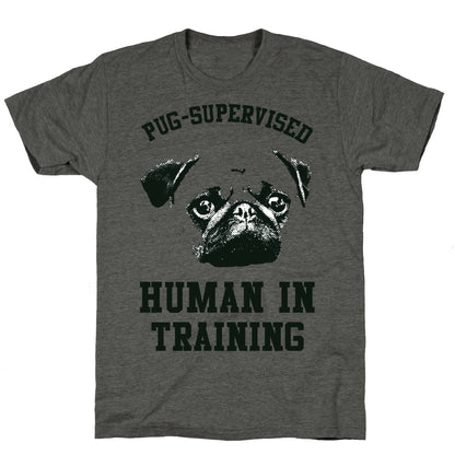 Pug Supervised Human in Training Unisex Triblend Tee