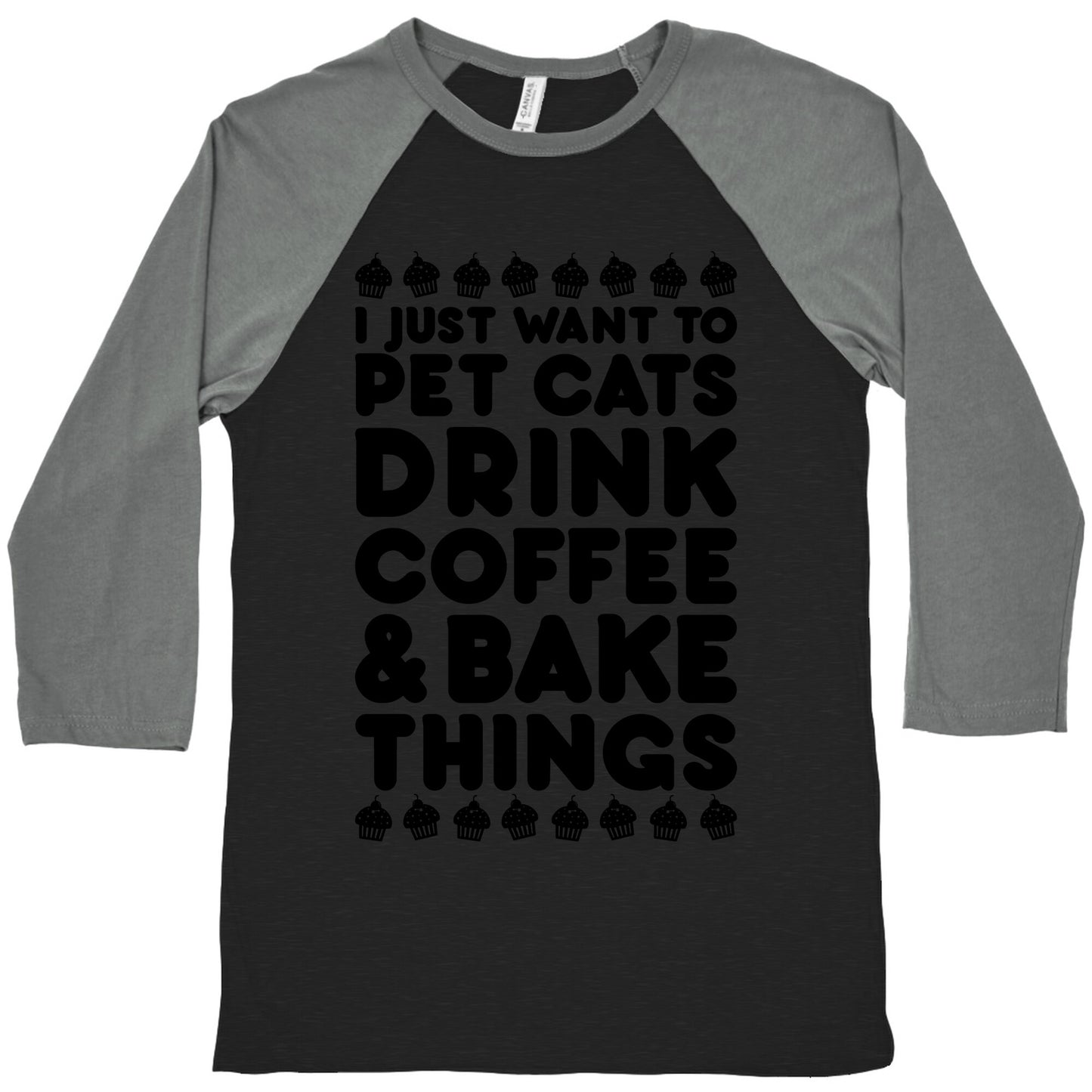 Pet Cats Drink Coffee Bake Things Baseball Tee