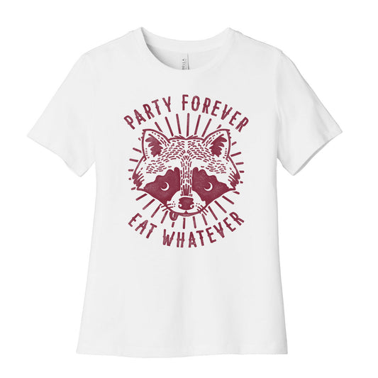 Party Forever Eat Whatever Raccoon Women's Cotton Tee