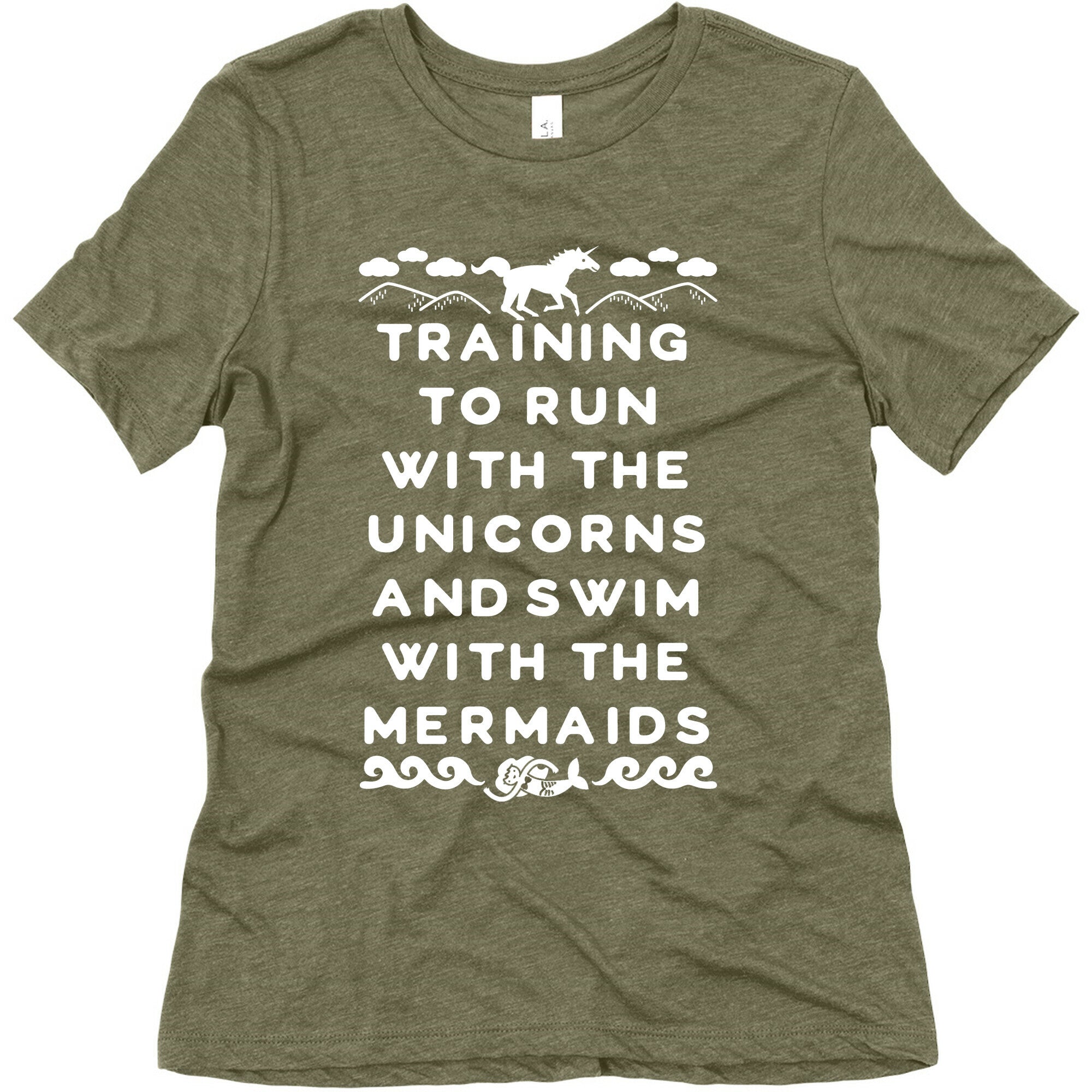 Training to Run with the Unicorns and Swim with the Mermaids Women's Triblend Tee