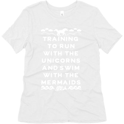 Training to Run with the Unicorns and Swim with the Mermaids Women's Triblend Tee