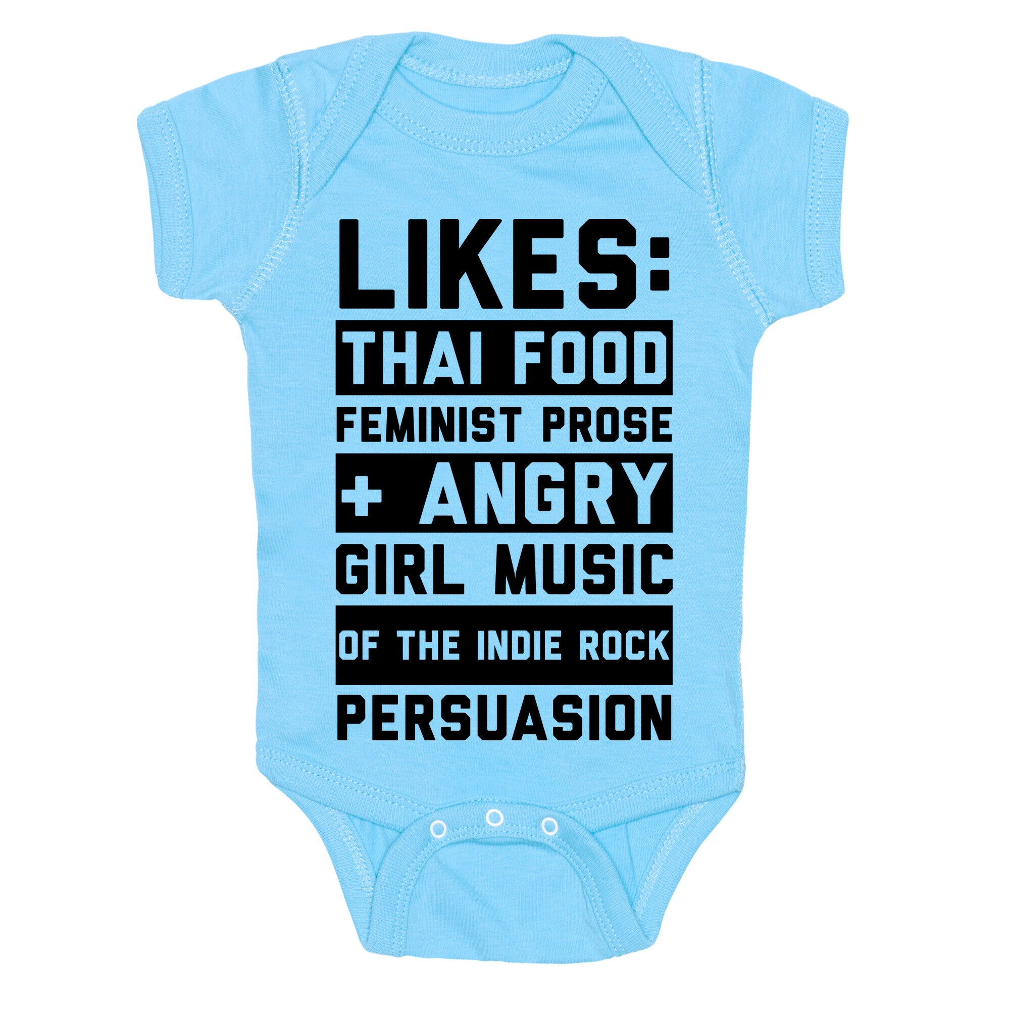Likes Thai Food, Feminist Prose, and Angry Girl Music of the Indie Rock Persuasion Baby One Piece