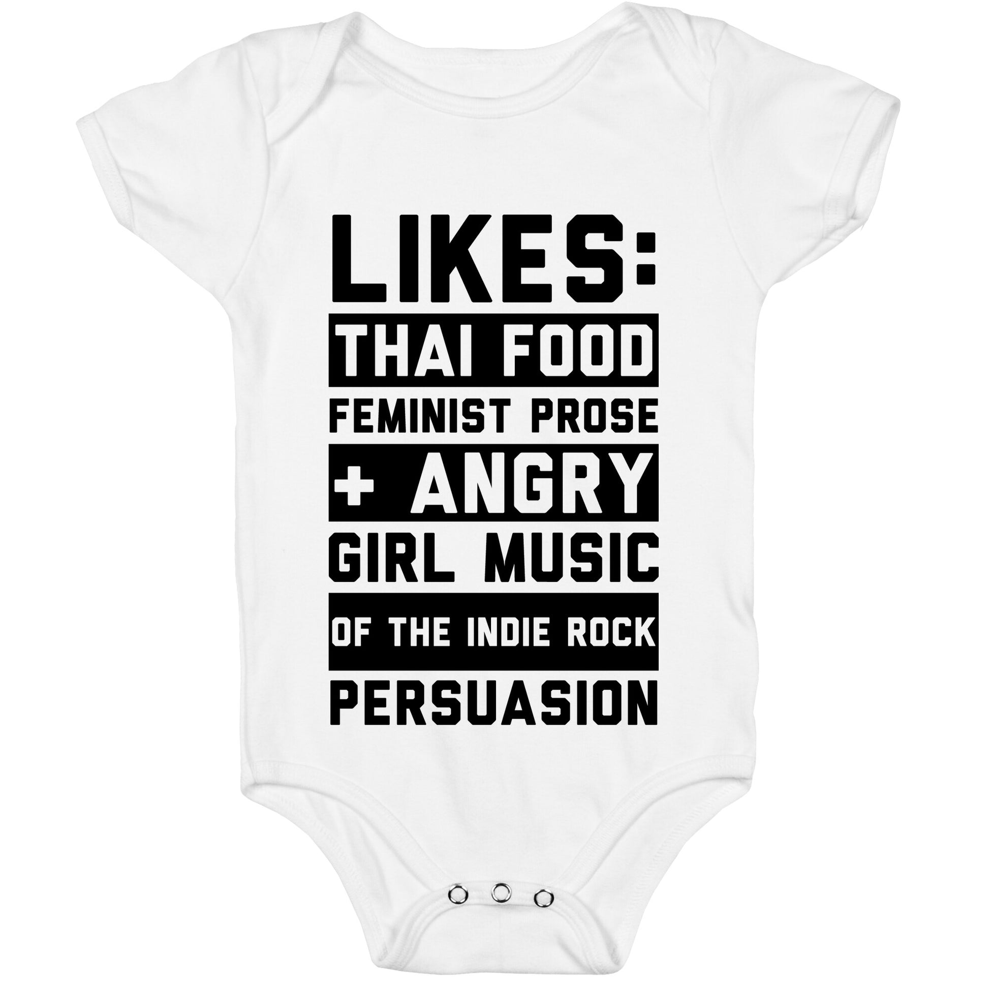 Likes Thai Food, Feminist Prose, and Angry Girl Music of the Indie Rock Persuasion Baby One Piece