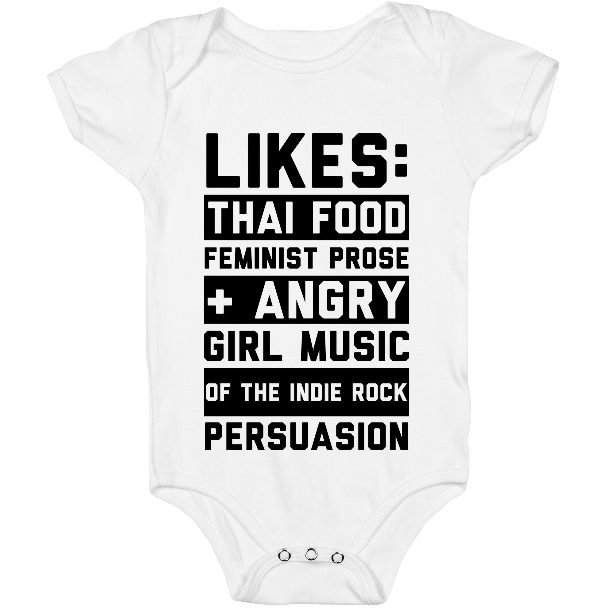 Likes Thai Food, Feminist Prose, and Angry Girl Music of the Indie Rock Persuasion Baby One Piece