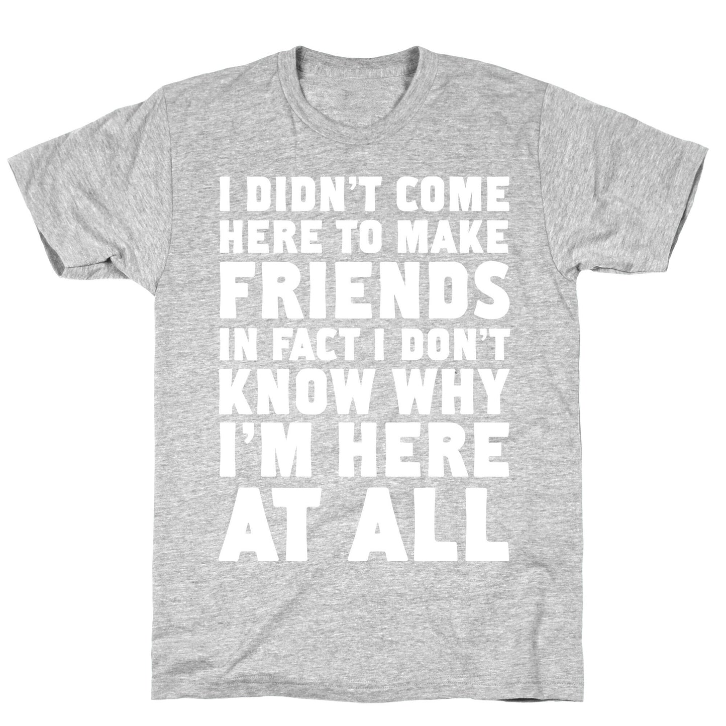 I Didn't Come Here to Make Friends in Fact I Don't Know Why I'm Here at all T-Shirt