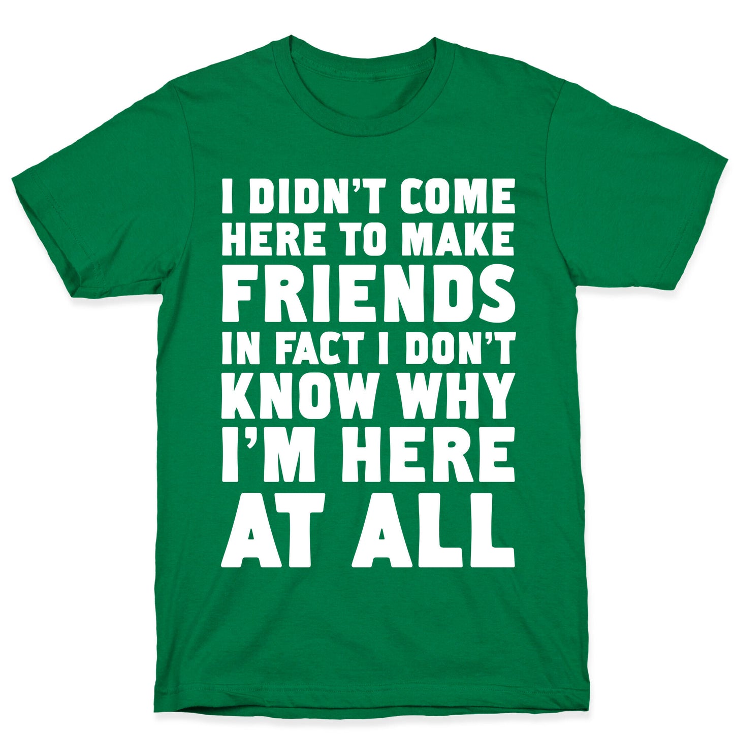 I Didn't Come Here to Make Friends in Fact I Don't Know Why I'm Here at all T-Shirt