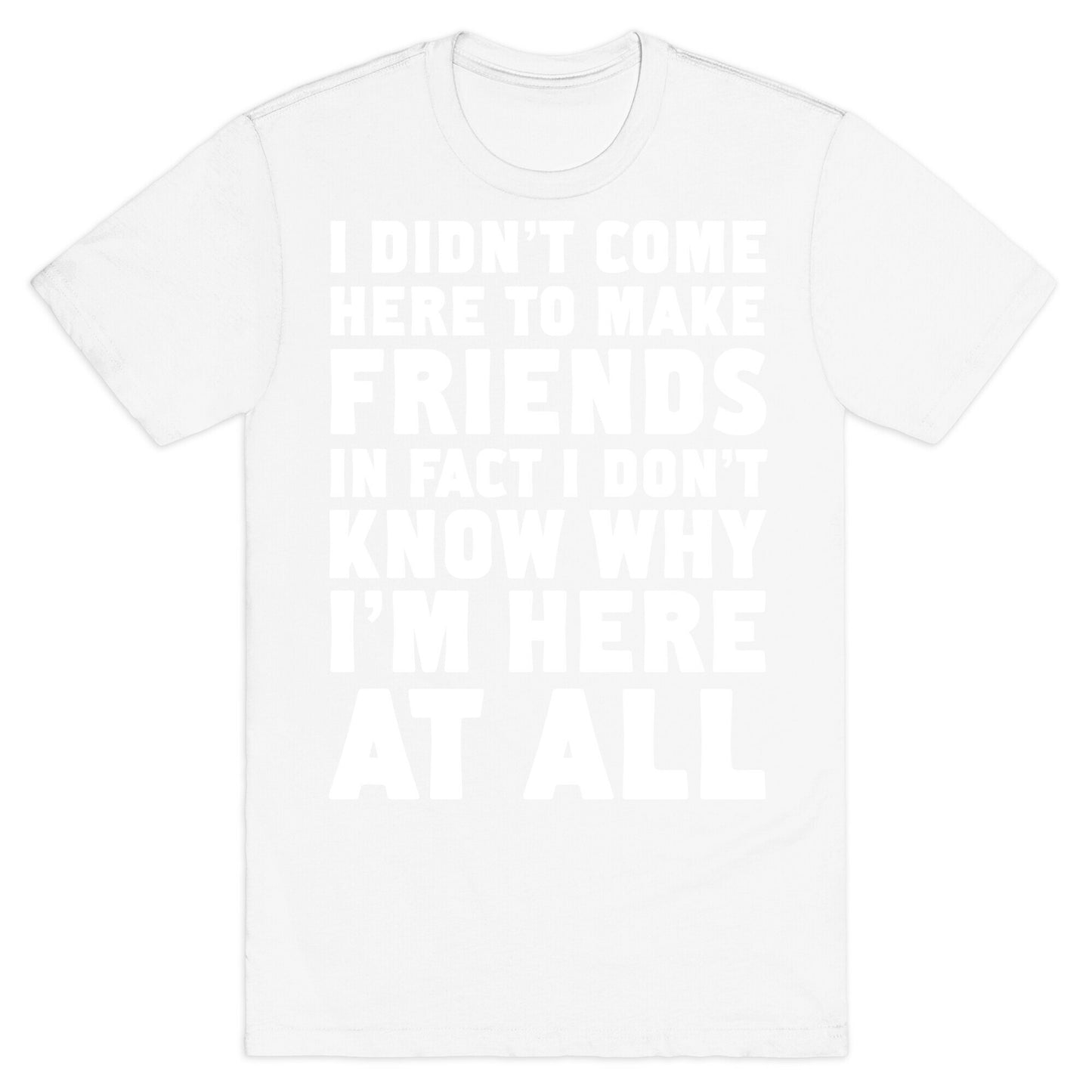 I Didn't Come Here to Make Friends in Fact I Don't Know Why I'm Here at all T-Shirt