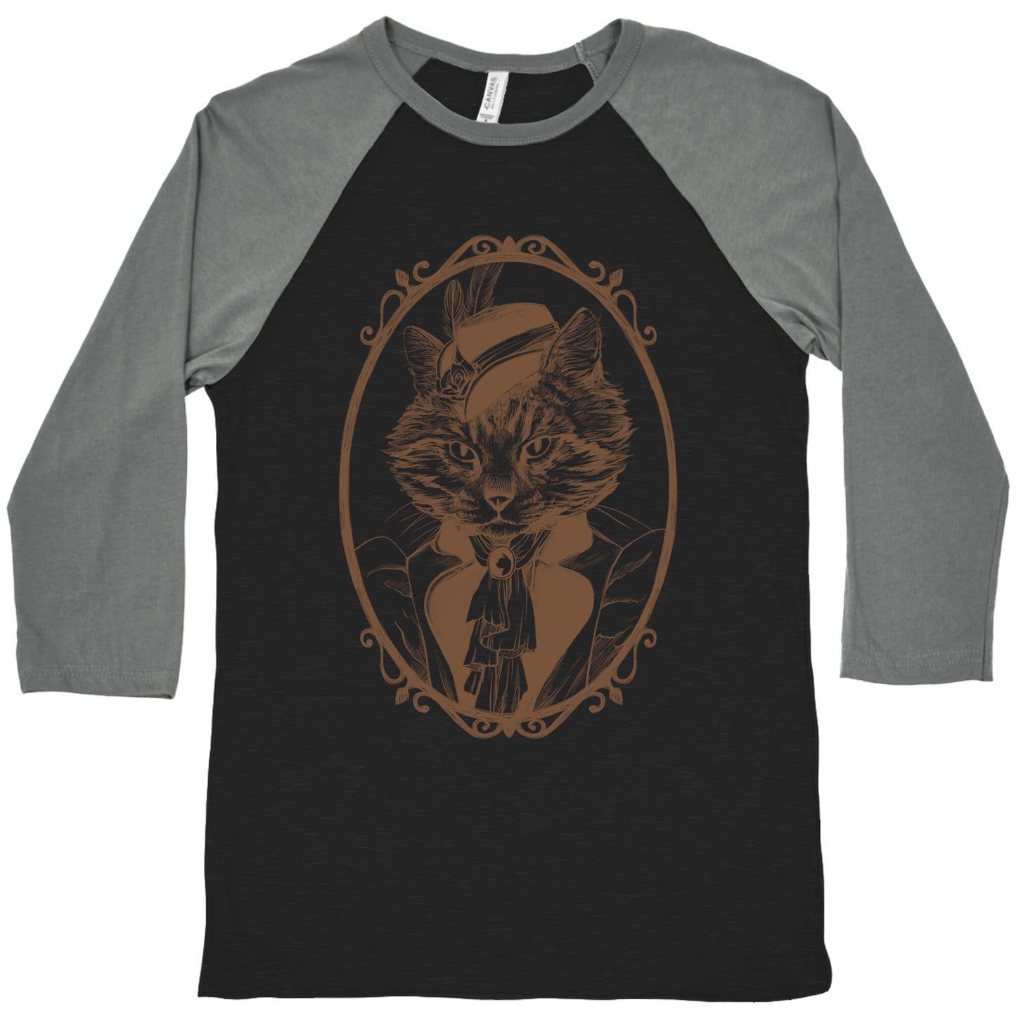Victorian Portrait of Cat Lady Baseball Tee