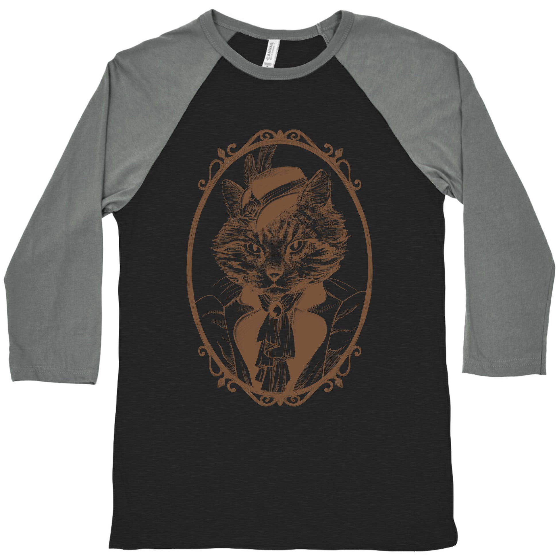 Victorian Portrait of Cat Lady Baseball Tee