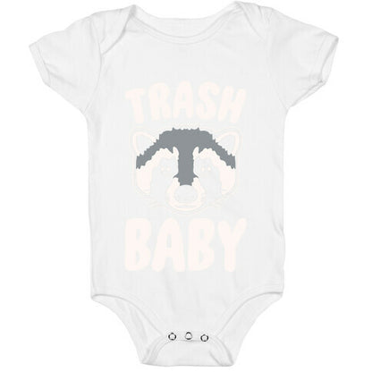 Trash Baby White Print Baby One Piece