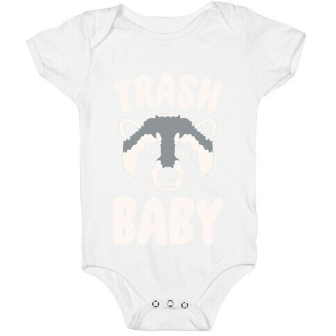 Trash Baby White Print Baby One Piece