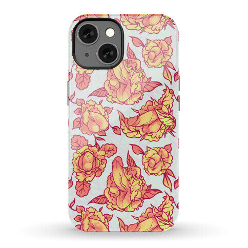 Floral Penis Pattern Orange Phone Case