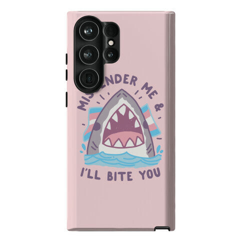Misgender Me & I'll Bite You (Trans Flag) Phone Case