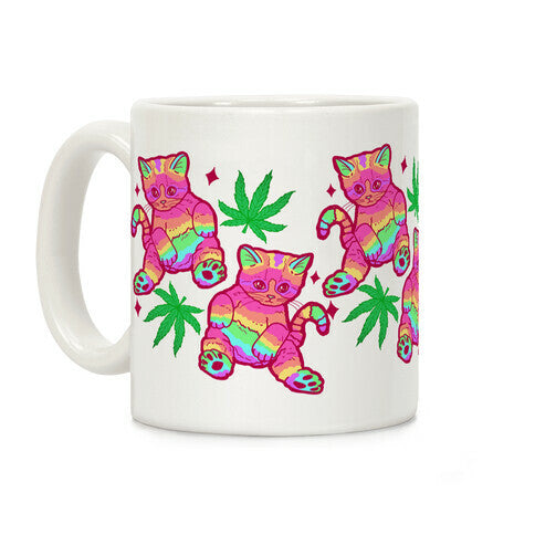 Rainbow Weed Kitty Coffee Mug