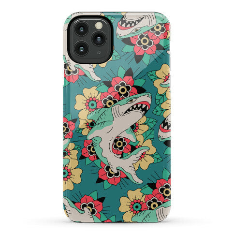 Floral Shark Traditional Tattoo Phone Case