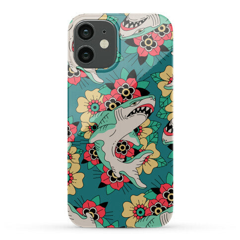 Floral Shark Traditional Tattoo Phone Case