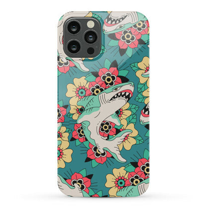 Floral Shark Traditional Tattoo Phone Case