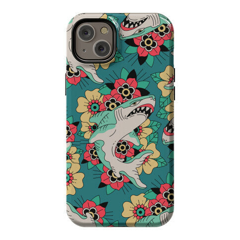 Floral Shark Traditional Tattoo Phone Case