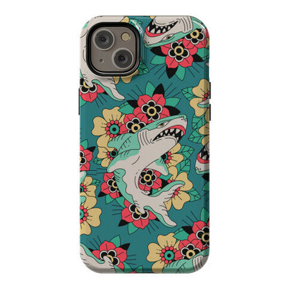 Floral Shark Traditional Tattoo Phone Case