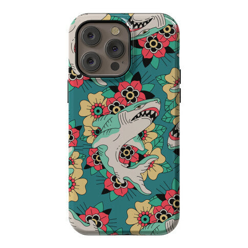 Floral Shark Traditional Tattoo Phone Case