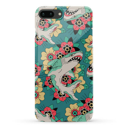 Floral Shark Traditional Tattoo Phone Case