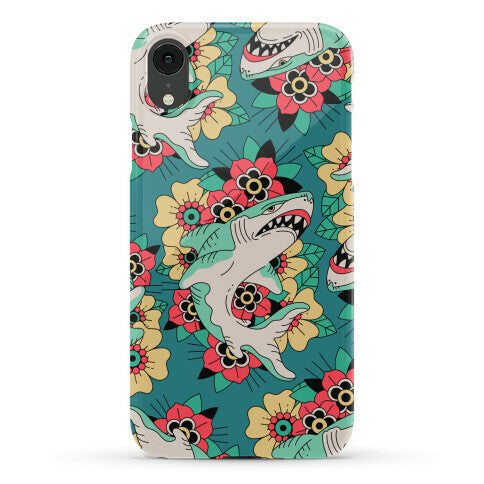 Floral Shark Traditional Tattoo Phone Case