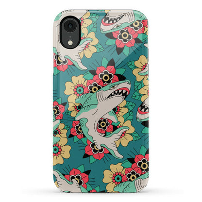 Floral Shark Traditional Tattoo Phone Case