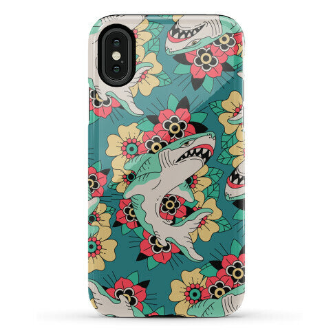 Floral Shark Traditional Tattoo Phone Case