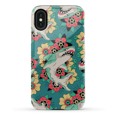 Floral Shark Traditional Tattoo Phone Case