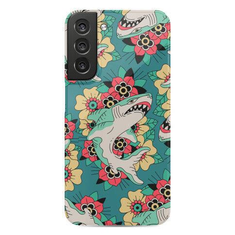 Floral Shark Traditional Tattoo Phone Case