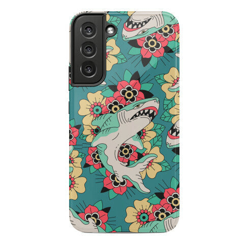 Floral Shark Traditional Tattoo Phone Case