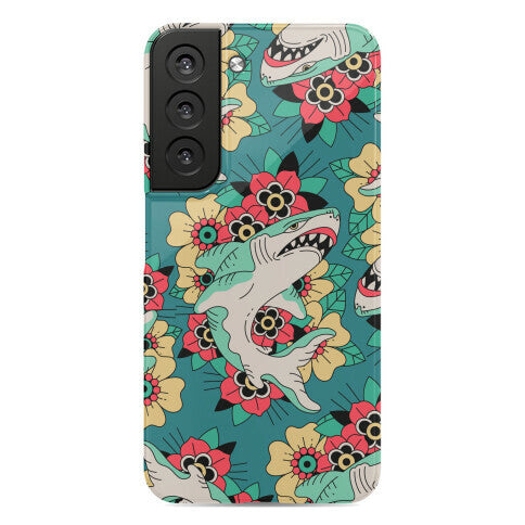 Floral Shark Traditional Tattoo Phone Case
