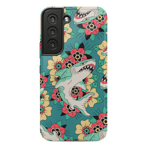 Floral Shark Traditional Tattoo Phone Case