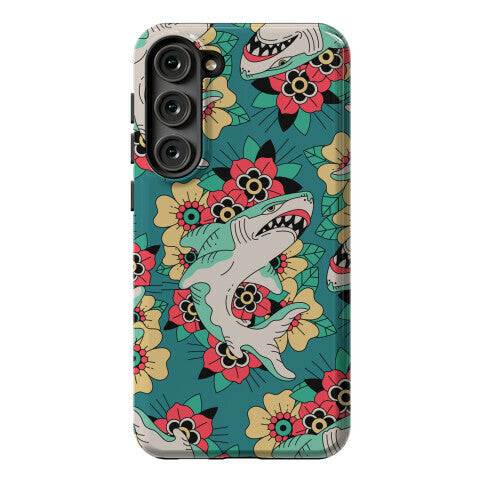 Floral Shark Traditional Tattoo Phone Case