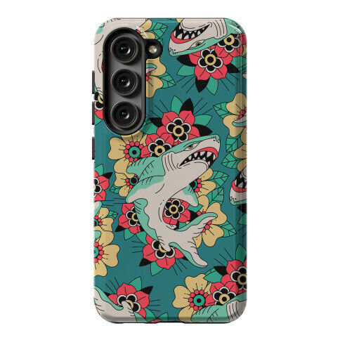 Floral Shark Traditional Tattoo Phone Case