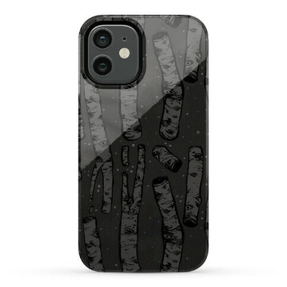 Birch Trees in the Darkness Phone Case