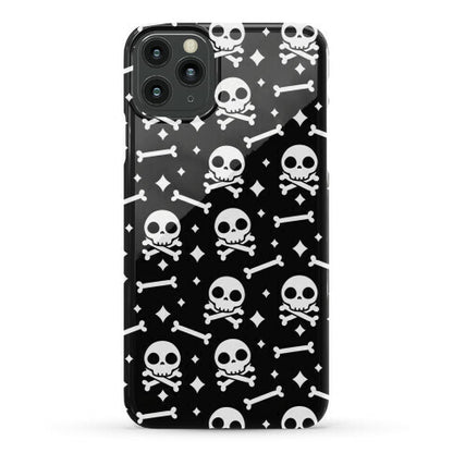 Cute Skull N' Bones Pattern (Black) Phone Case