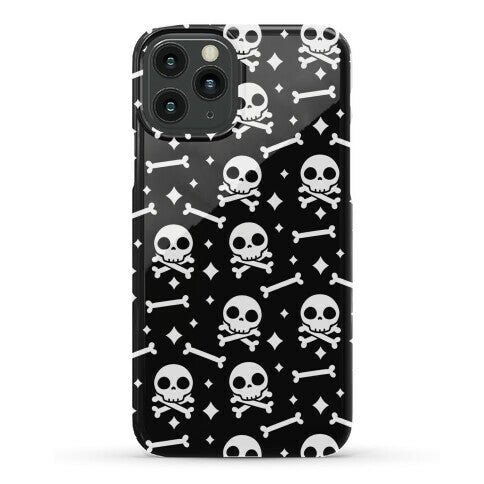 Cute Skull N' Bones Pattern (Black) Phone Case