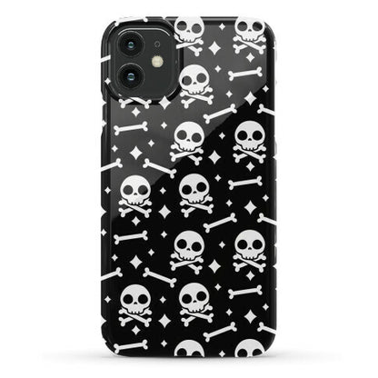 Cute Skull N' Bones Pattern (Black) Phone Case