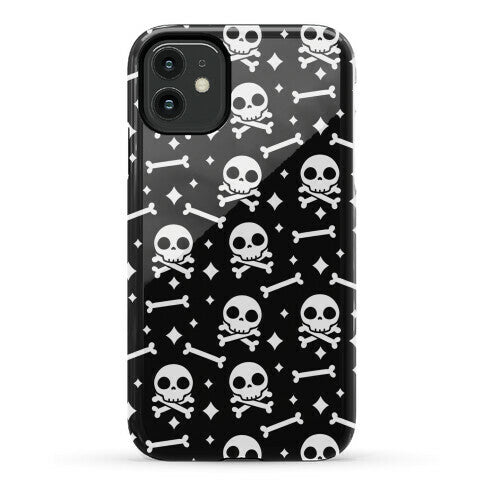 Cute Skull N' Bones Pattern (Black) Phone Case