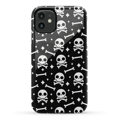 Cute Skull N' Bones Pattern (Black) Phone Case