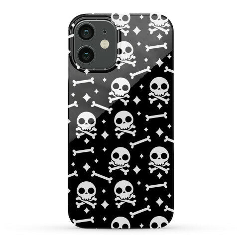 Cute Skull N' Bones Pattern (Black) Phone Case