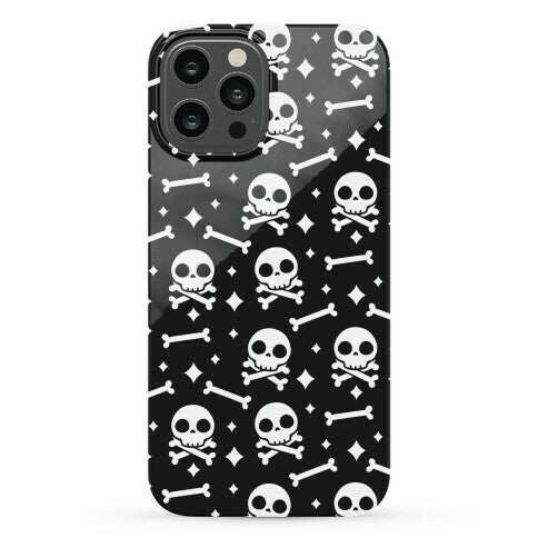 Cute Skull N' Bones Pattern (Black) Phone Case