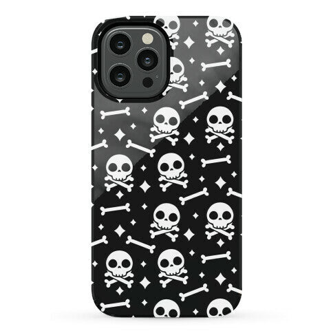 Cute Skull N' Bones Pattern (Black) Phone Case