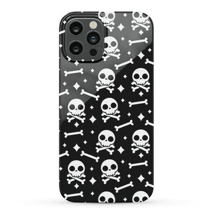 Cute Skull N' Bones Pattern (Black) Phone Case