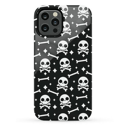 Cute Skull N' Bones Pattern (Black) Phone Case