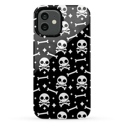 Cute Skull N' Bones Pattern (Black) Phone Case