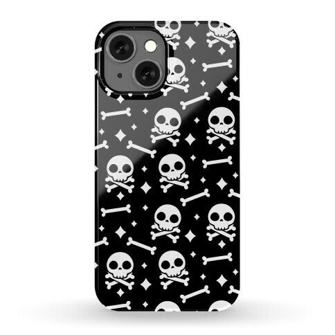 Cute Skull N' Bones Pattern (Black) Phone Case